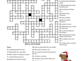 christmas crossword - differentiated