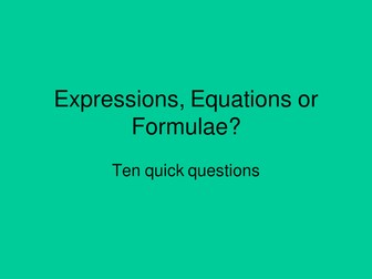 10 Q Starter: Expression, Equations, Formulae  AFL