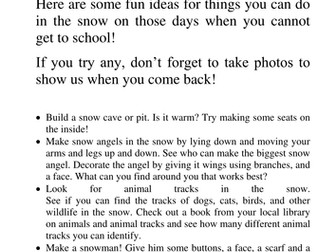 Snow Pack activities