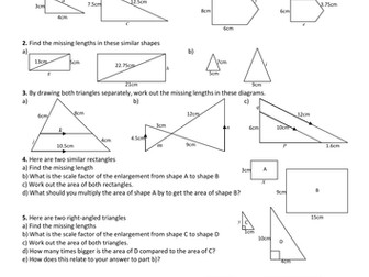 Similar Shapes. Worksheet