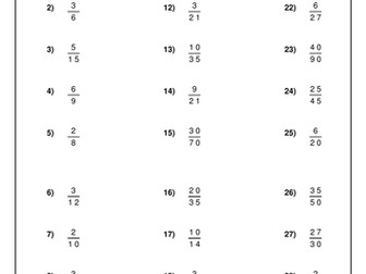 Simplying Fractions Level 5