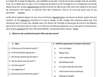 reading task - Keeping fit