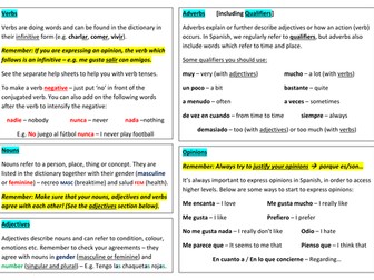 Spanish Extended Writing Mats / Booklets