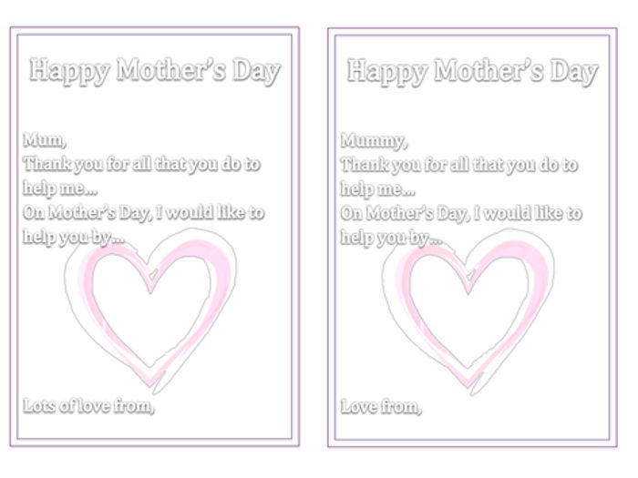 mothers day cards ks2