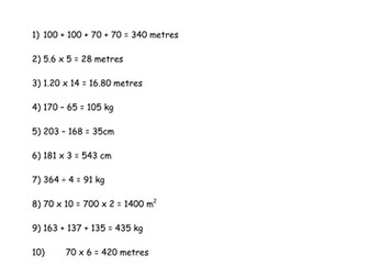 Mental maths questions