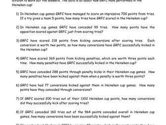 Multiplication and division rugby world problems