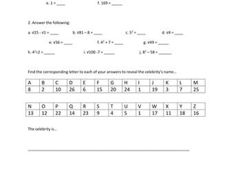 Square Numbers / Square Roots