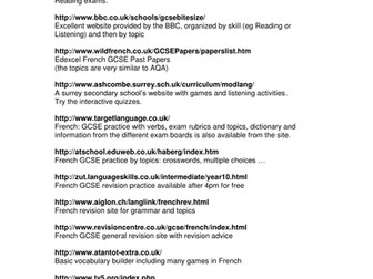 List of websites for pupils to revise GCSE French