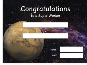 Space themed certificates