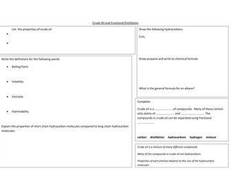 Crude Oil and Fractional Distillation Worksheet