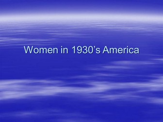 The role of women in 1930's America