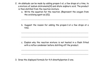 aldehydes and ketones worksheet