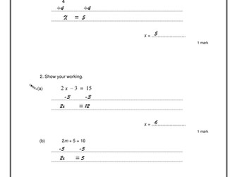 Solving Equations AfL Activity - KS3 / GCSE