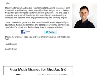 Angles Game - Protractor Golf
