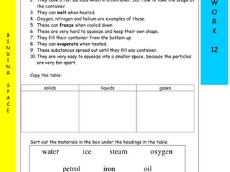 Solids, liquids and gases Y6 Homework 12