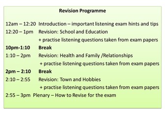 3hr revision French GCSE Foundation Listening