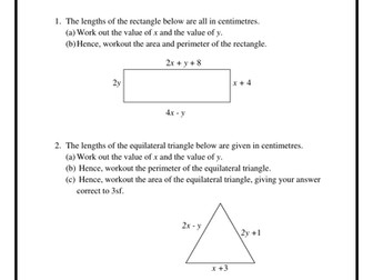 Applications of simultaneous equations GCSE Higher
