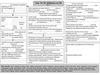 B1 Revision - Influences on Life (Part 1)