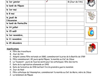 Jours fériés en France - public holidays in France