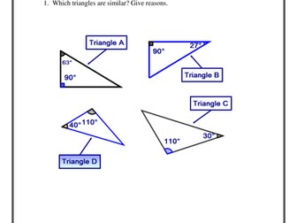 Similar triangles/Shapes KS3+KS4+ answers, NC