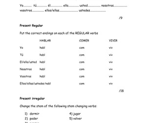 Spanish Grammar Test