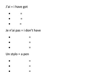 Mes affaires/fournitures scolaires