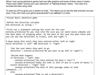 Adventure Game Programming Task