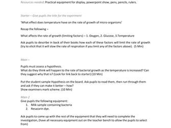 Microbe PCA for B3 Edexcel Triple Science