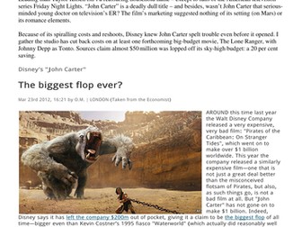 Case Study guide for G322 Film - John Carter