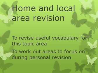 Home and Local Area vocabulary revision