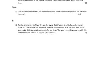 Never Let Me Go Mock Literature Exams