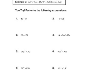 Factorisation Teaching Resources