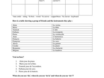 Les instruments - jouer de