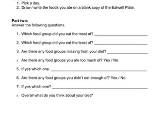 Map your food diary to a blank Eatwell plate