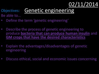AQA GCSE Biology B1 genetic engineering PPT