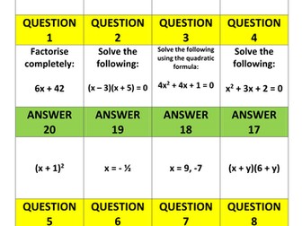 TREASURE HUNT - QUADRATICS