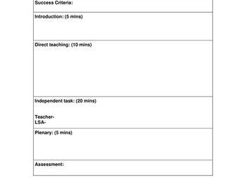 Lesson plan template for observations