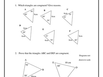 Congruent Triangles KS3KS4 with Solutions