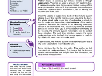 Primary - Vaccinations: Teacher Sheets