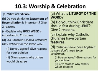Edexcel Unit 10.3 Worship And Celebration