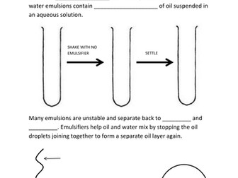 Emulsions Worksheet