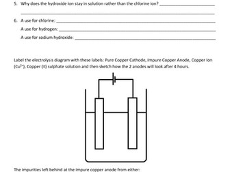 Electrolysis of Copper Worksheet