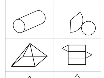 Nets of 3D shapes sort card activity