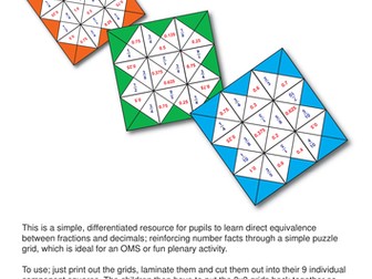 Fraction Decimal Puzzle Grids