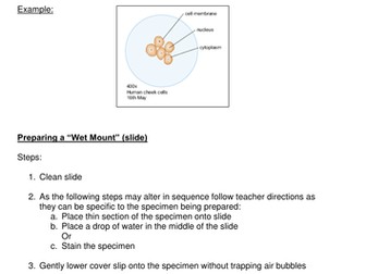 Drawing Microscope Slides & Preparing wet mounts