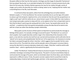 Exemplar comparative essay on relationship poetry