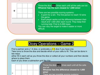 Game to help with place value, +,-,x and /.