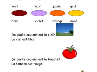 introduction to colours and items of those colours