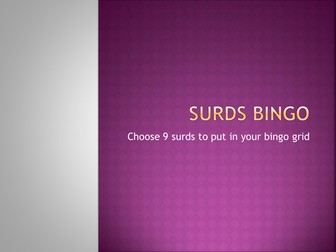 Surds Bingo