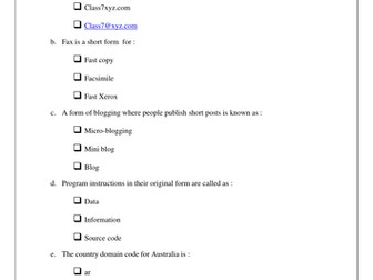 Test / Revision worksheet on Communication methods